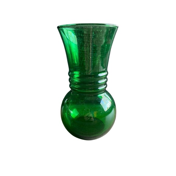 Anchor Hocking Emerald Green Vintage Ribbed Mid-Century Glass Vase 6” - Picture 5 of 5